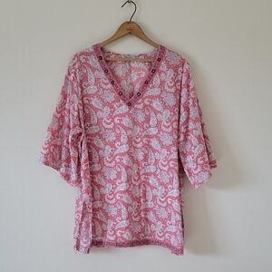 World Market Pink Paisley Tunic Size L/XL